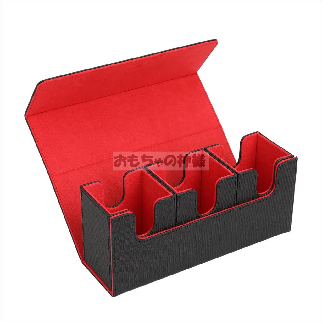 Toy God Trading Card Deck Case Removable with Magnet Card Case Trading Card Leather Card Case Holder Storage Dice Holder (No (Black & Red)