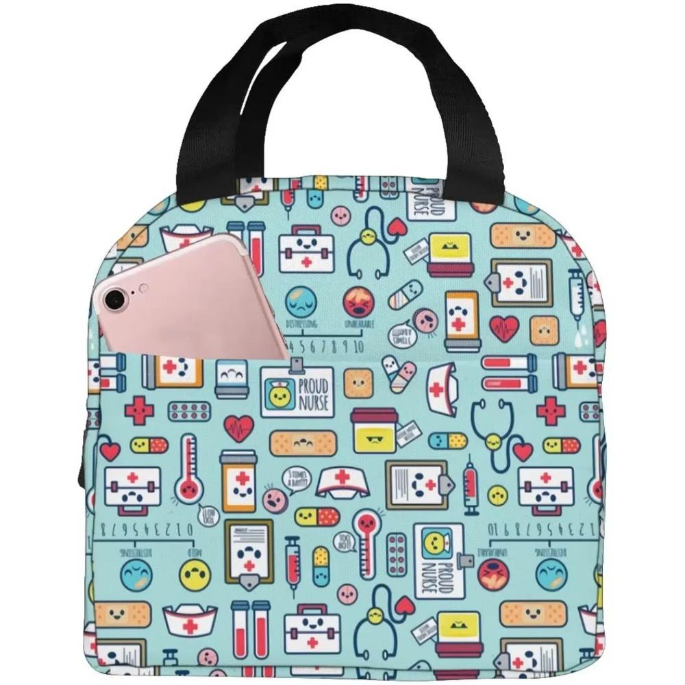 Сумка для ланча в стиле медсестры для женщин, изолированная сумка-тоут, многоразовый ланч-бокс-холодильник для работы, пикника, путешествий