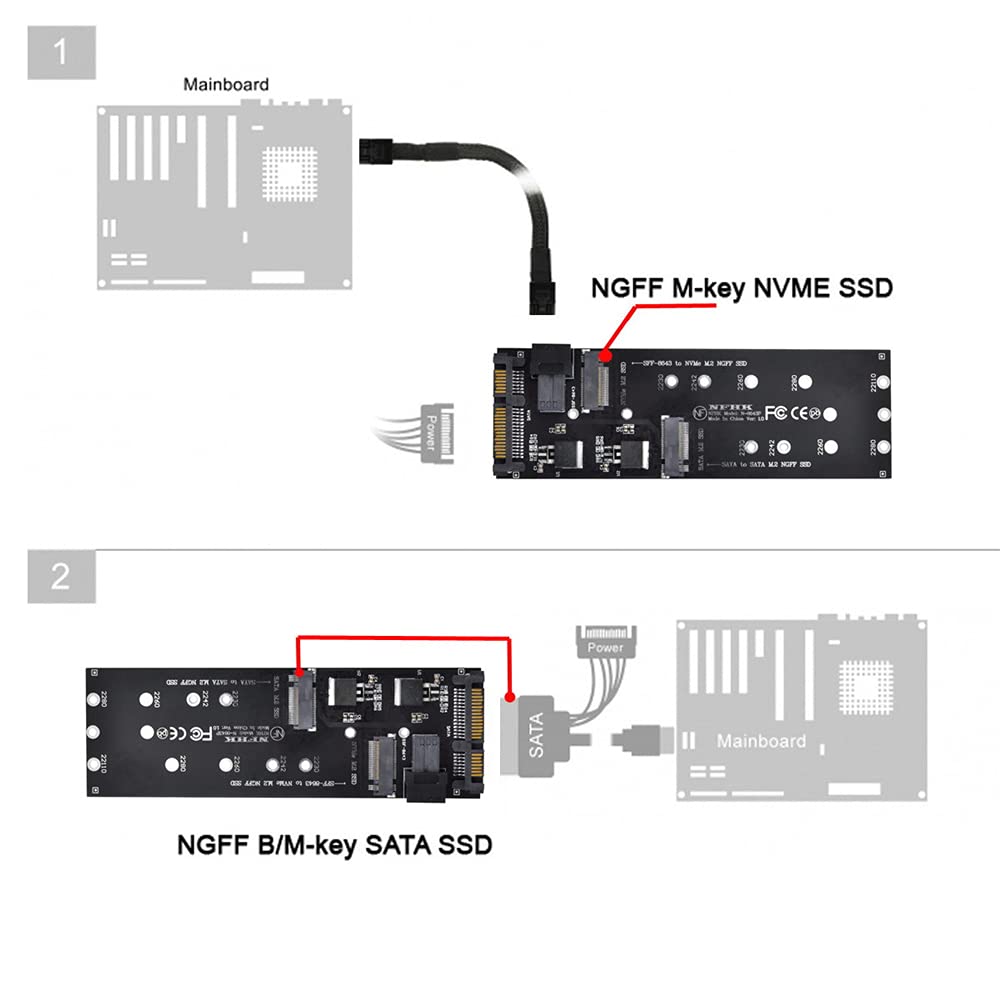 Комплект NFHK U2 NGFF to HD Mini SAS NVME PCIe SSD SATA адаптер для материнской платы SFF-8643 - M-Key