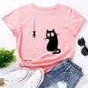 Summer Women's Printed Cute Cat Loose Round Neck Pure Cotton Short Sleeved T-Shirts Women’s