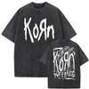 Стирка Винтажная Футболка Рок-группы Korn Falling Away From Me Футболки с Принтом Скелета Мужская Мода Готическая Футболка Футболки