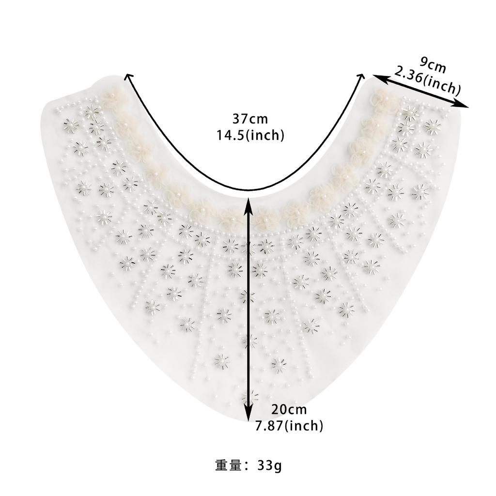 Apricot Mesh Beaded Lace Flower Front Collar Cloth Sticker Clothing Dress Dress Front Collar Accessories Cloth Sticker Accessories