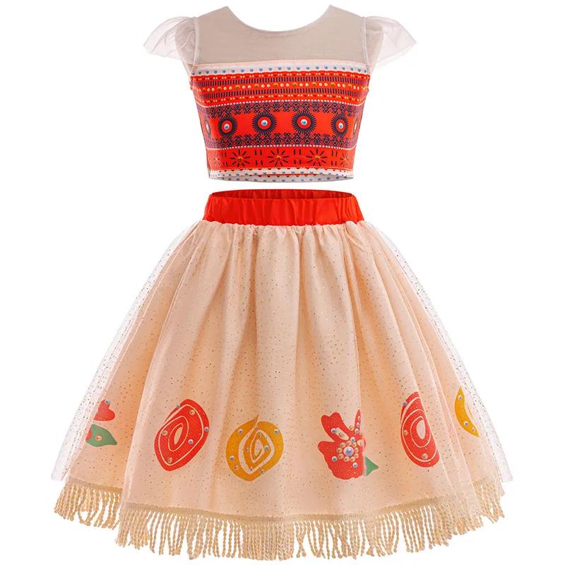 New Movie Moana 2 Girl Dress Halloween Party Costume Princess Fancy Clothes Children Vaiana Outfit Dress