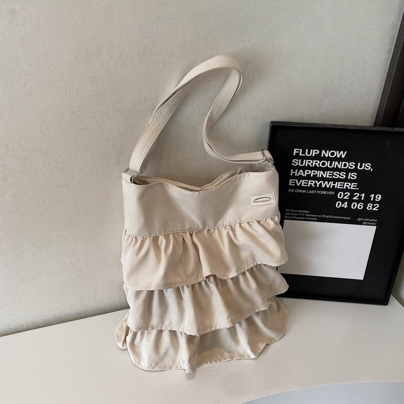 Сумка через плечо с оборками в виде лепестков, женская однотонная сумка-тоут, большая вместимость, сумка через плечо