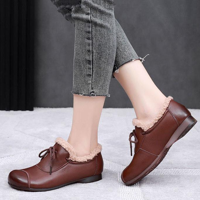 Женская зимняя мягкая теплая обувь, женские нескользящие однотонные хлопковые туфли на плоском каблуке большого размера