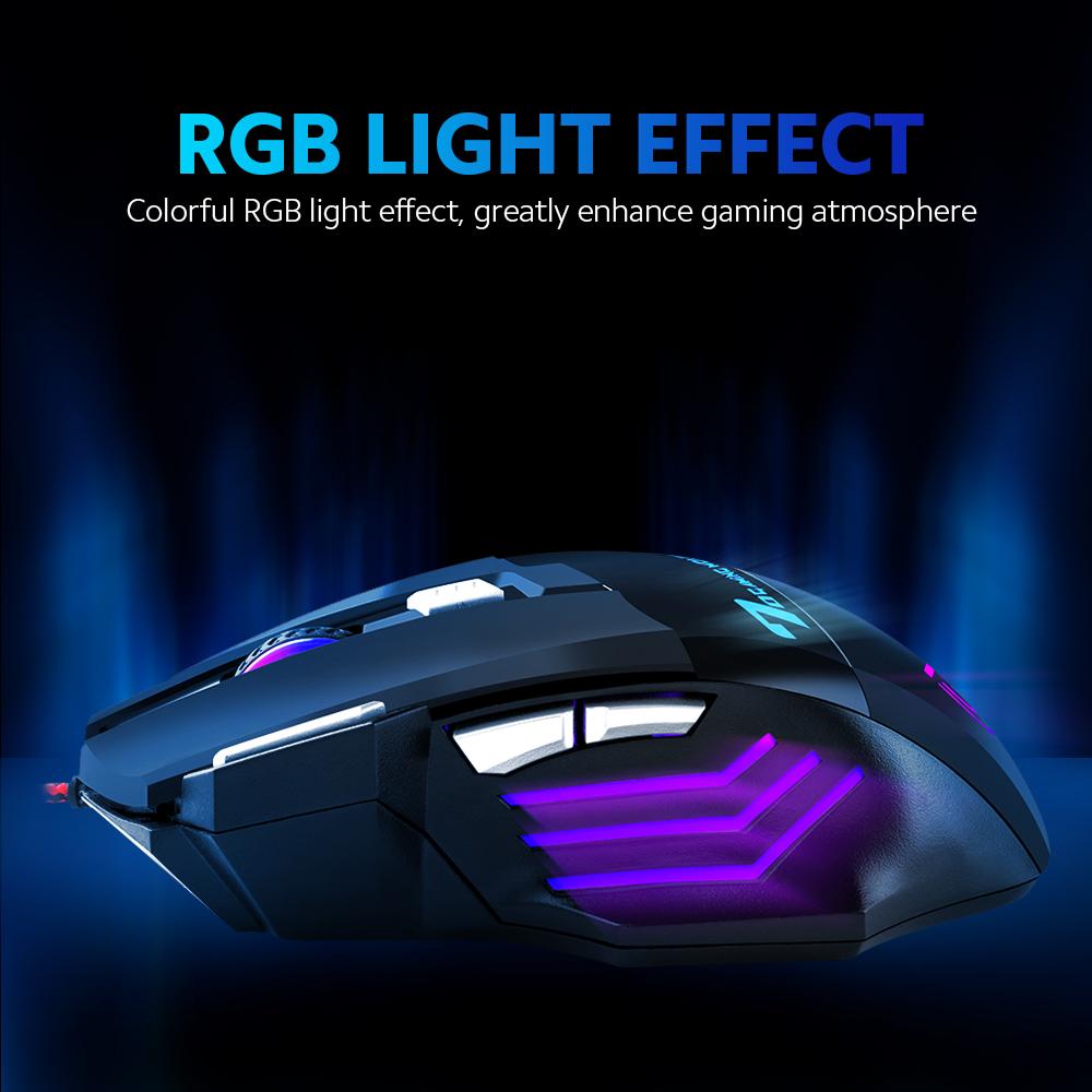 Проводная игровая мышь BAJEAL G5, игровая мышь RGB, 7 клавиш, эргономичные мыши, 4-ступенчатая регулируемая точка на дюйм для ПК