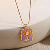 Dripping Oil Sunflower Enamel Necklace Imitation Pearl Clavicle Chain  Vacation