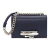 Женская сумка-клатч через плечо из кожи с цепочкой на четыре пальца Темно-синий 657177-CMO0Y-4006