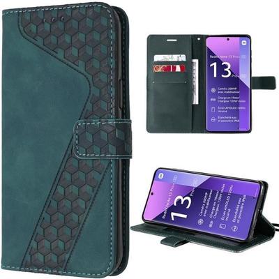 Чехол - E.F.CONNECTION - Для Xiaomi Redmi Note 13 Pro+ 5G - Синтетическая кожа - Ночной зеленый - Функция подставки