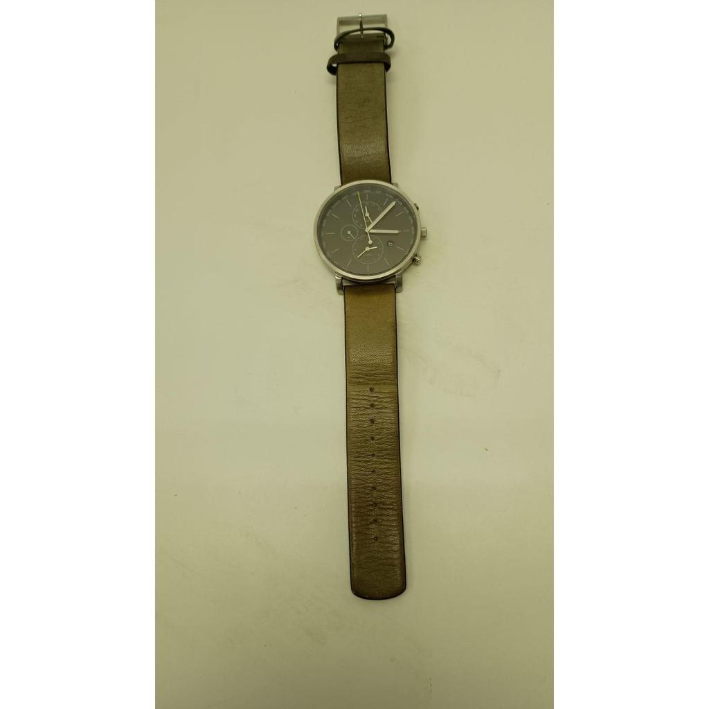 Б/у Часы SKAGEN SKW6298 Fudo Круглый циферблат Черно-серебристый ремешок Кожаный Бронзовый Мужские Skagen #A