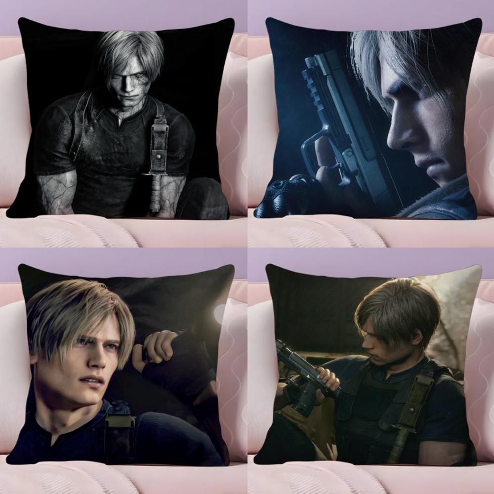 L-Leon K-Kennedy Cushion Cover Plush Fabric Soft Double-Sided Printed Sofa Warm Winter Home Gift Pillow Cover