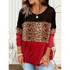 Топ с леопардовым принтом больших размеров, повседневный топ с круглым вырезом и длинными рукавами, женская одежда больших размеров