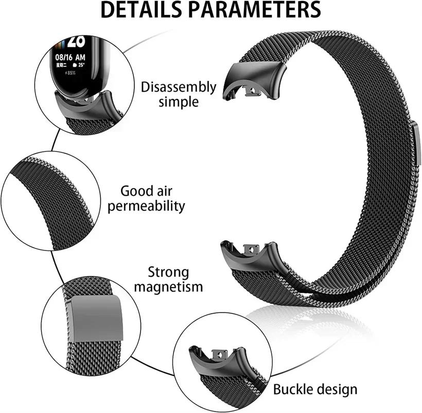 Strap For Xiaomi Mi Band 8 Global Version Accessorie Milanese Loop Replacement Belt Bracelet Pulseira Correa Mi Band 9 NFC Strap