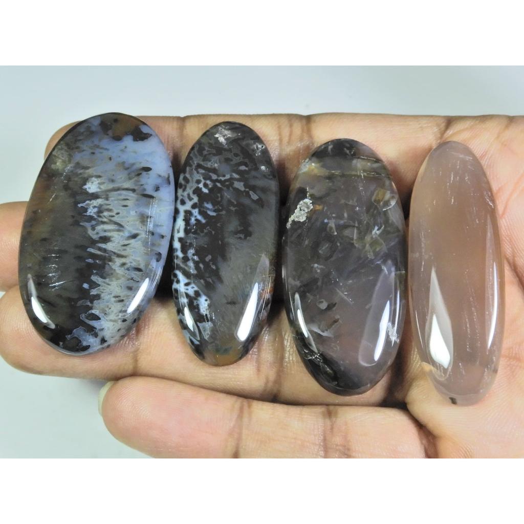 227Cts. Натуральный турецкий агат в форме палочки, овальный кабошон, рассыпной драгоценный камень, лот из 4 штук A-202