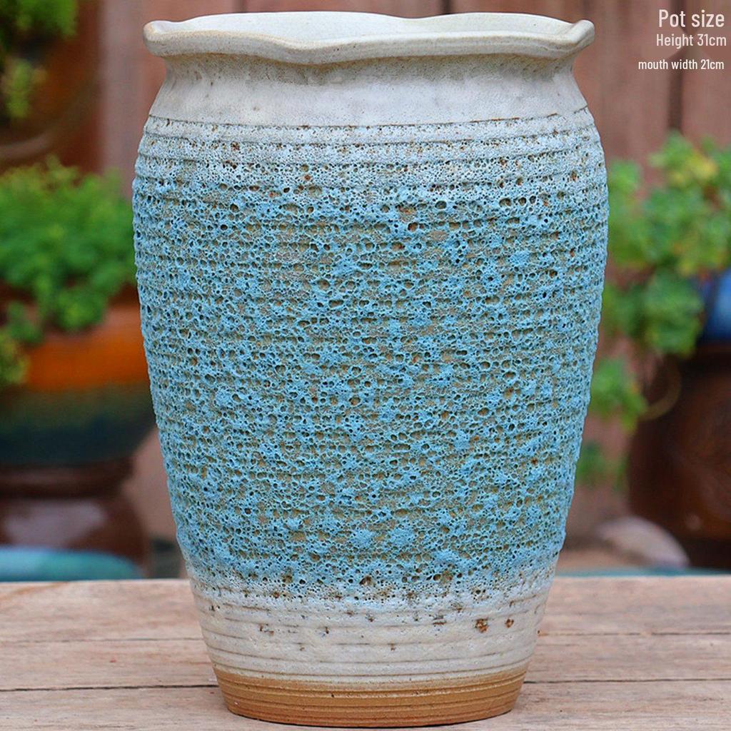 Большой керамический горшок ручной работы для суккулентов и орхидей - Дышащий, Грубозернистый глиняный горшок для бонсай