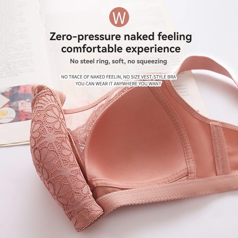 Новинка 2024 года, женский бюстгальтер большого размера, сексуальное кружевное нижнее белье без стального кольца, пуш-ап, боковая застежка, нижнее белье для мам, бюстгальтеры Mujer