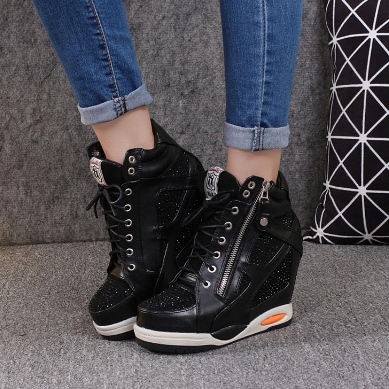Shoes Womens Sneakers with Platform Woman Shoe Luxury Wedge Heel Basket Autumn Winter Thick Fashion High Casual Running Low Help