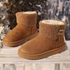 Faux Fur Non Slip Snow Boots Women 2025 Winter Round Toe Thick Bottom Ankle Boots Brown Warm Short Plush Cotton Booties