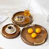 Light Luxury and Simple Home Kitchen Round Bamboo Tray Home Restaurant Tea Set Small Tray Portable Fruit Snack Tray