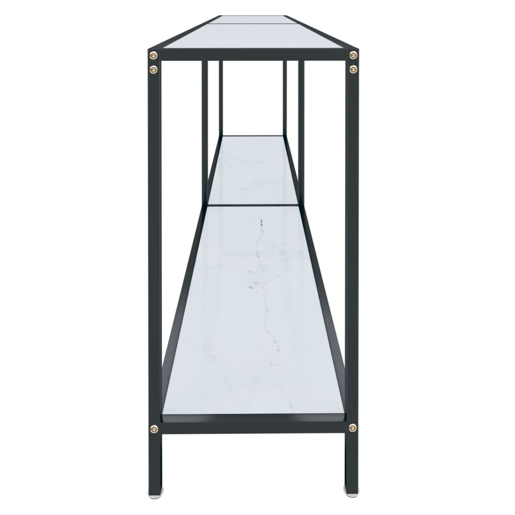 Console Table White 200 x 35 x 75.5 cm Tempered Glass