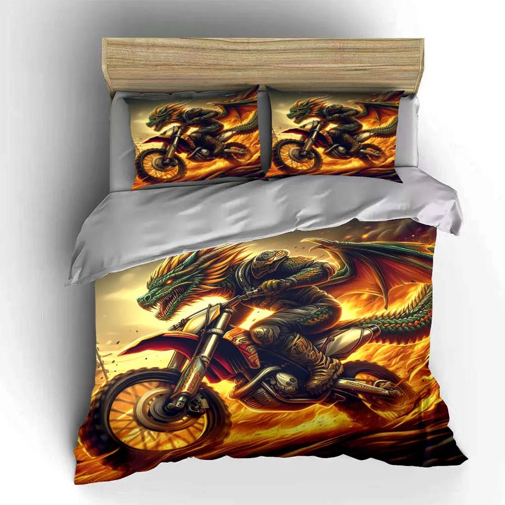 "Dragon Moto Rider Poster Set" Soft Comfortable Duvet Cover Bedding Set Included 1*Duvet Cover & 2*Pillowcases, gift