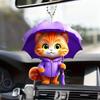 Umbrella Cat Pendant Car Rearview Mirror Charm Kitten 2D Acrylic Car Ornament