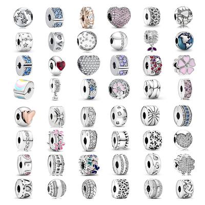 Круглая Звезда Цветы Любовь Клип Бусина Пряжка Подвеска Подходит Оригинальные Модные Висячие Ювелирные Изделия 925 Женский Изящный Шарм