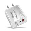Быстрое зарядное устройство QC3.0+PD: Мультивольтажный USB 5В/9В/12В, совместимый с EU/UK/AU