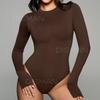 Хит продаж Боди с длинным рукавом прилегающего силуэта в европейском и американском стиле: Удобная, дышащая, бесшовная футболка для весны/лета