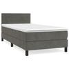 3141342 vidaXL Lit à sommier tapissier et matelas Gris foncé 90x200 cm Velours