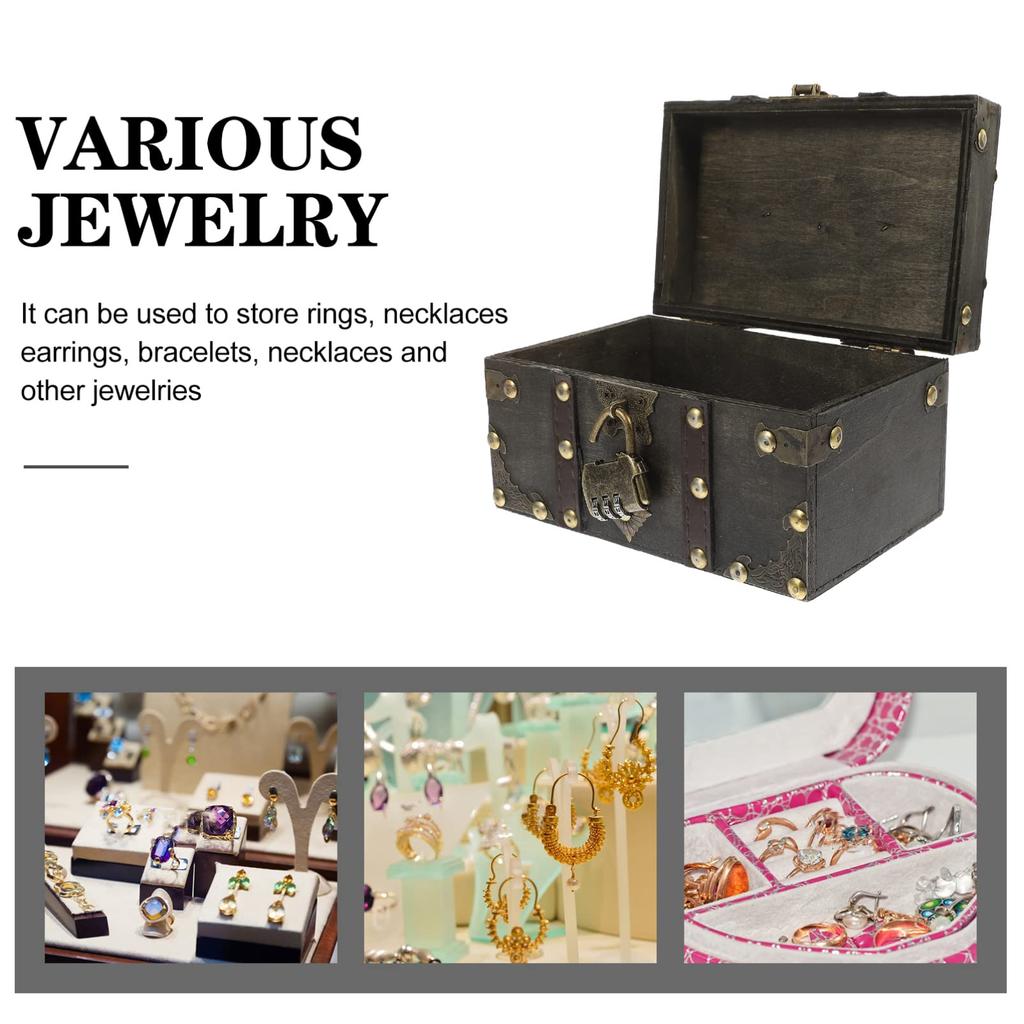 FRCOLOR Антикварная шкатулка для мелочей Шкатулка для драгоценностей Футляр для драгоценностей Сундук с сокровищами Шкатулка для мелочей Коробка для аксессуаров Внутреннее хранилище для драгоценностей Шкатулка для драгоценностей Футляр для колец Ретро