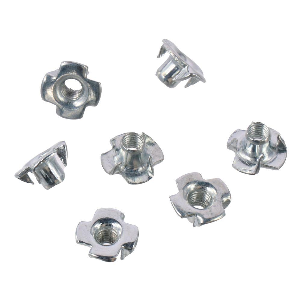 50 шт. Оцинкованная Т-образная гайка M5x8 мм из углеродистой стали, 4-зубчатая Т-образная гайка для деревянной мебели