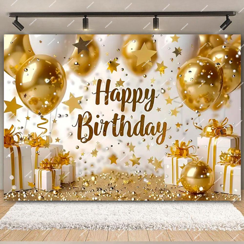 Gold Glitter Pink Blue Birthday Party Photo Backdrop Balloon Star Booth Banner Poster Adult Theme Party Decoration Supplies Gift