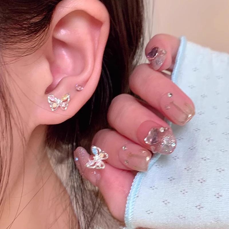 Уникальные серьги-пусеты из серебра 925 пробы с цирконом и жемчугом в виде бабочек для женщин - Высококачественная модная бижутерия