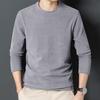 Men's Wool Sweater with Medium Collar & Long Sleeves, Brushed Inner Layer, Half-High Collar Solid Color Shirt