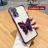 Противоударный чехол-подставка с блестящей бабочкой для телефона OPPO A16 A16S A17 A15 A53 A5 A9 2020 A54S A53S A36 A76 4G с гальваническим покрытием