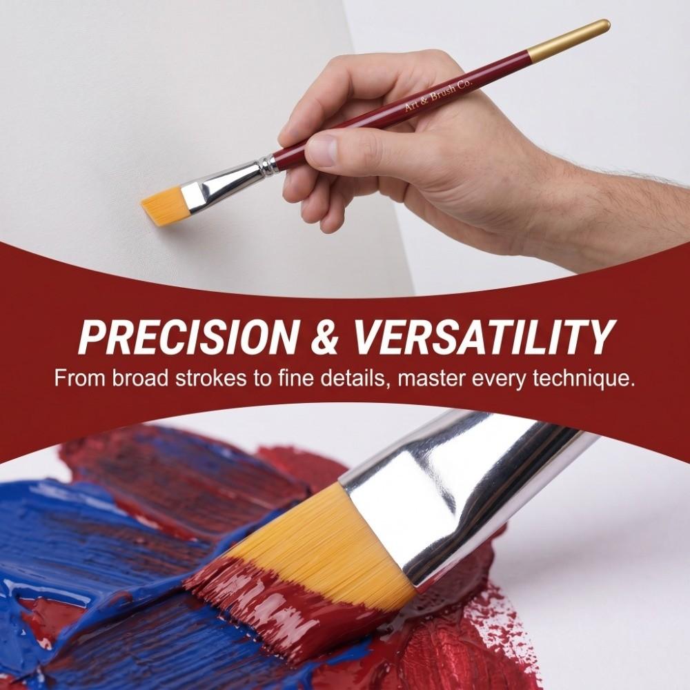 7PCS Angled Bristle Tips Short Handle Art Brush Set Acrylic Painting Brushes Acrylic Painting