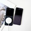 Магнитный беспроводной чехол Magsafe для Samsung Z Flip 6 5 4 3 5G, роскошный кожаный, из углеродного волокна, складной, защитный чехол