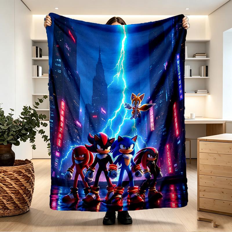 Sonic Print Blanket - Soft & Comfortable, for Bedroom, Travel, Sofa, Home Decoration - Birthday Christmas Gift for Friend