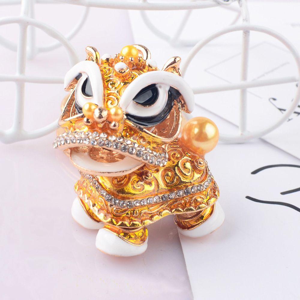 Key Holder Metal Car Key Chain Rotated Dance Lion Keychain Crystal Dance Keyring Purse Pendant