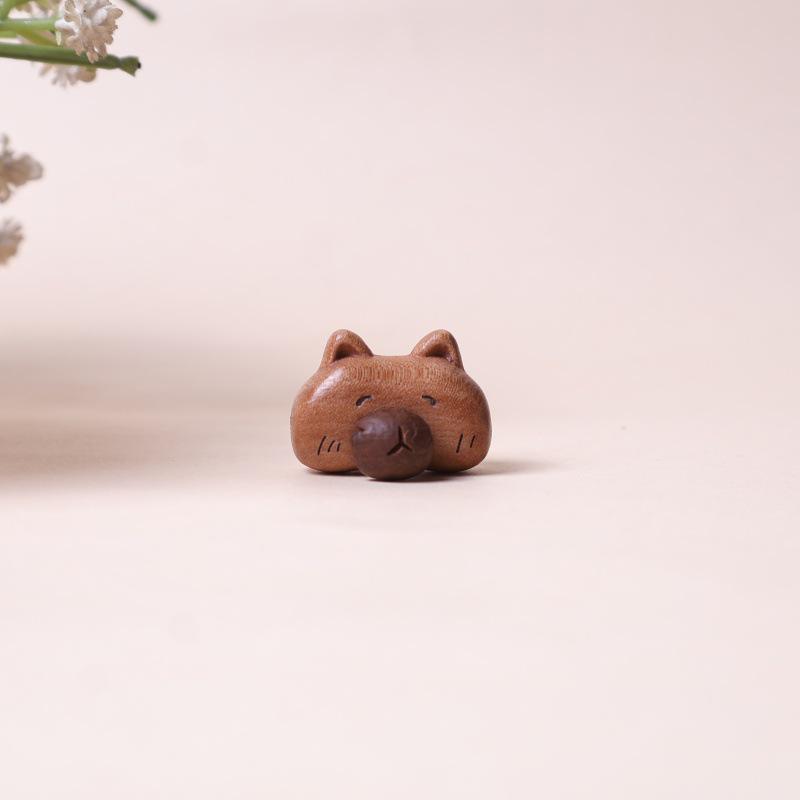 Подвески-бусины из персикового дерева с животными: Креативные DIY украшения из кофейных зерен с изображениями медведя, котенка, собаки и свиньи.