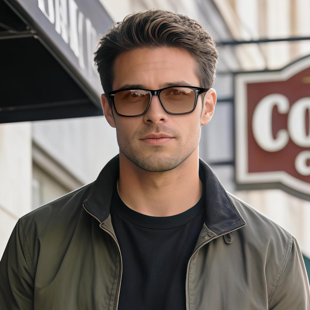 Легкие TR90 Веллингтон Подходят для Моды [Rimerakea] Мужские Солнцезащитные Очки, Коричневые, Поляризованные, UV400, Блокирующие Солнце, Стильные, Для Вождения,