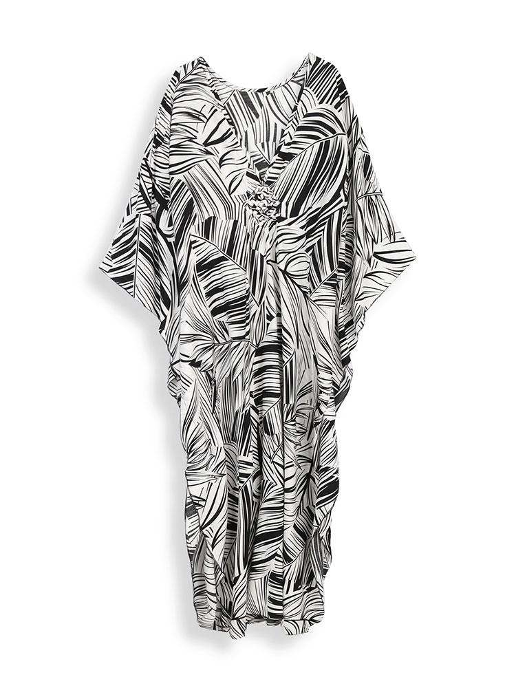 EDOLYNSA Женский кафтан в богемном стиле с v-образным вырезом и рукавами «летучая мышь», длинное платье со змеиным рисунком, уютное платье Moo Moo, наряд Q1578