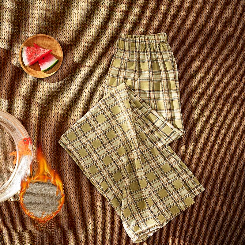 VEZFAA Женские модные повседневные брюки с высокой талией и принтом в клетку, брюки и капри