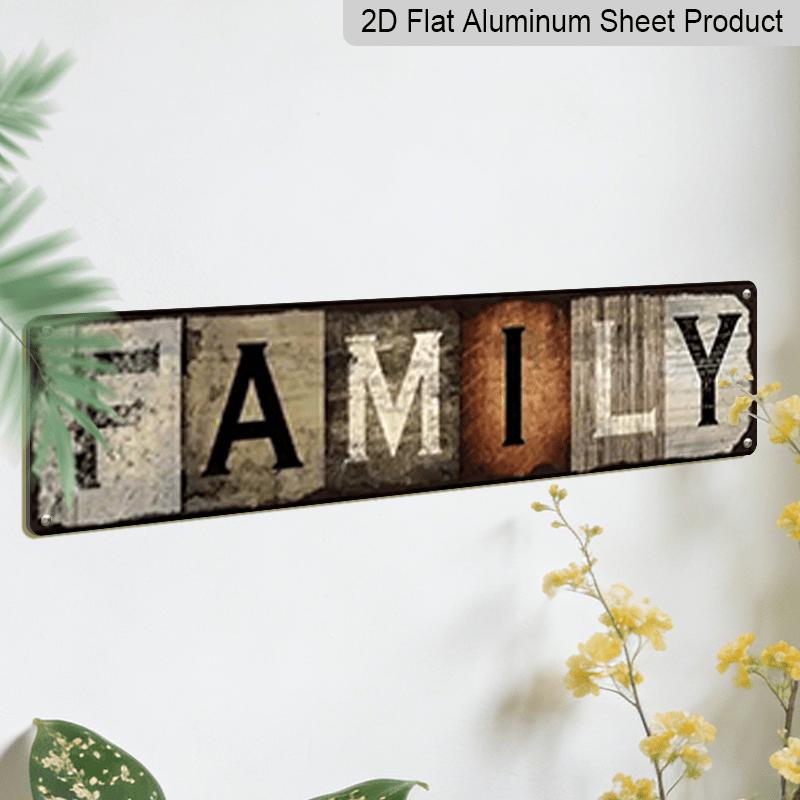 1pc 15.7×3.94 Metal Sign Rustic "FAMILY" Aluminum Decorative Sign - Vintage Style Wall Art for Home Decor, Farmhouse Living Room, Kitchen or Bedroom