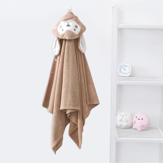 Hooded Baby Towel Button-up Absorbent Bathrobe Cartoon Animal Coral Velvet Cape Towel for Girls Boys Toddlers Home Pool Use