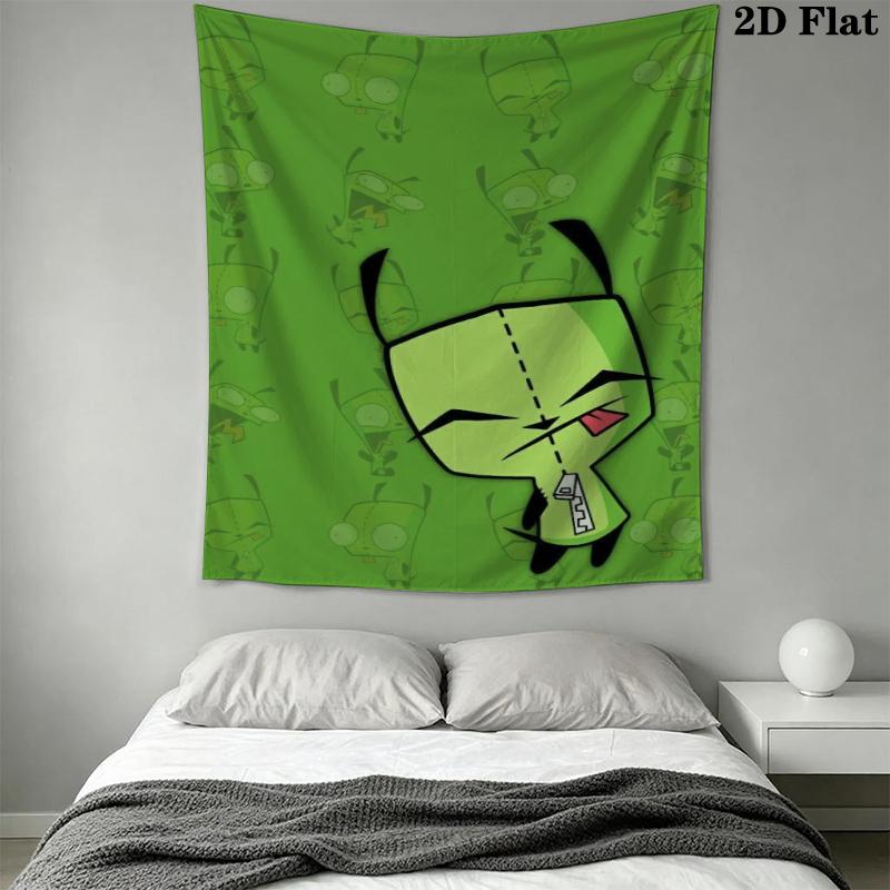 Invader Zim Wall Tapestry Aesthetic Wall Hanging Printed Fabric Blanket Decorative Tapestries for Bedroom Living Room Home Decor