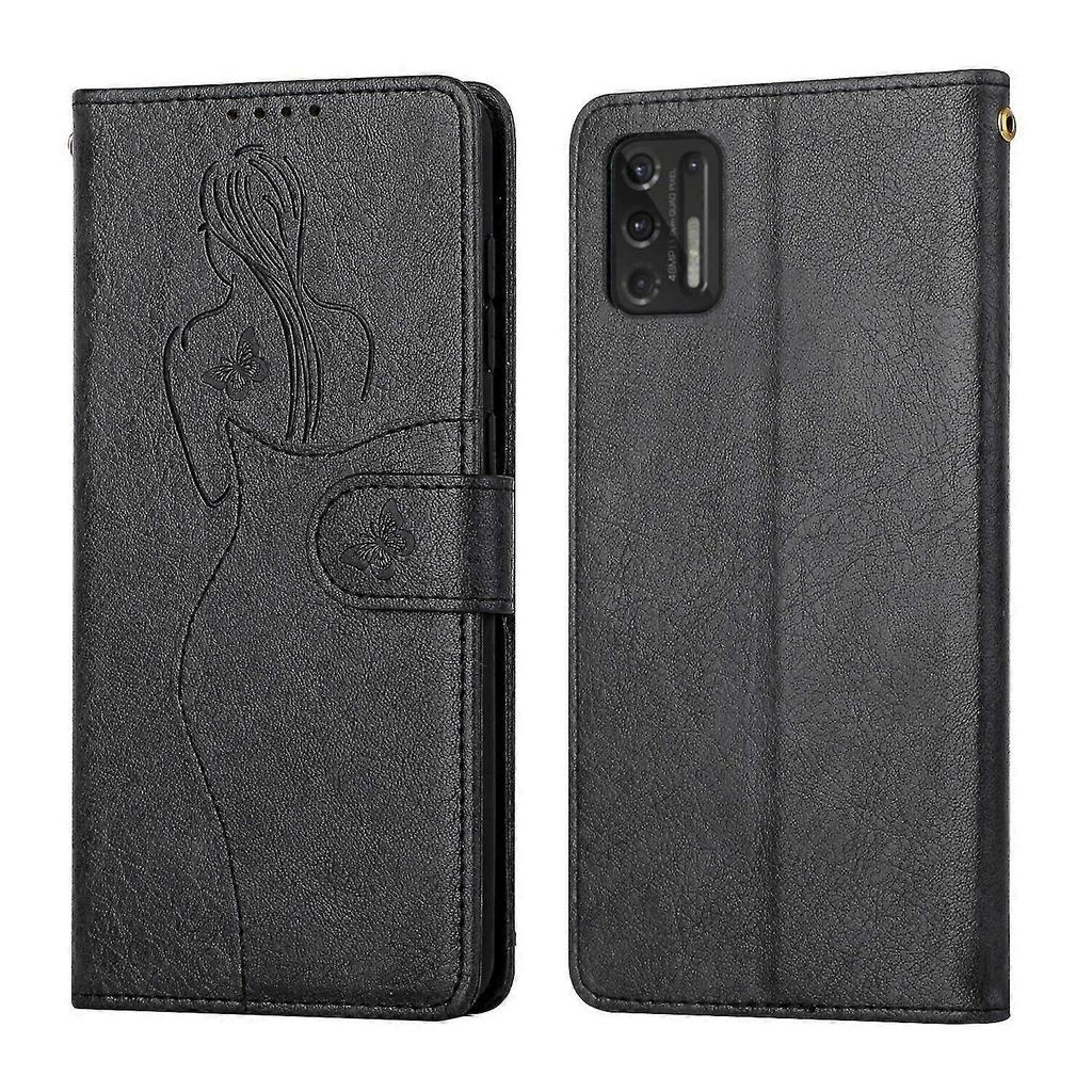 Phone case for Motorola Moto G Touch Pen 2021 phone case for Retro Wallet Flip Magnetic Sealing Clip Pu Leather - Black