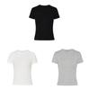 Solid Color Short Sleeve Tees Shirts Basic Pullover Tops Elegant Simple Crop Tops  Woman