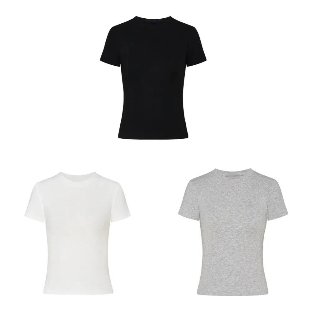 Y2k Slim T Shirt Women Basic Pullover Tops Fashion Simple Crop Tops  Summer